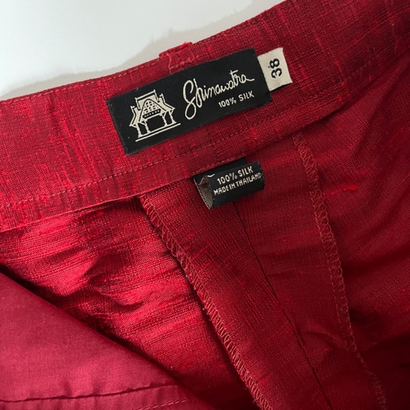 Silk Red Trouser Pants - Picture 5 of 5